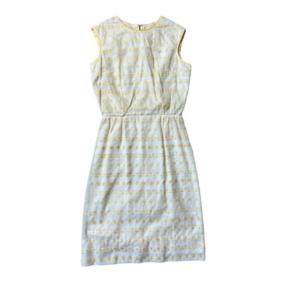 Authentic Vintage Elinor Porter 1950’s Yellow & Cream Embroidered Prairie Dress - Picture 10 of 16